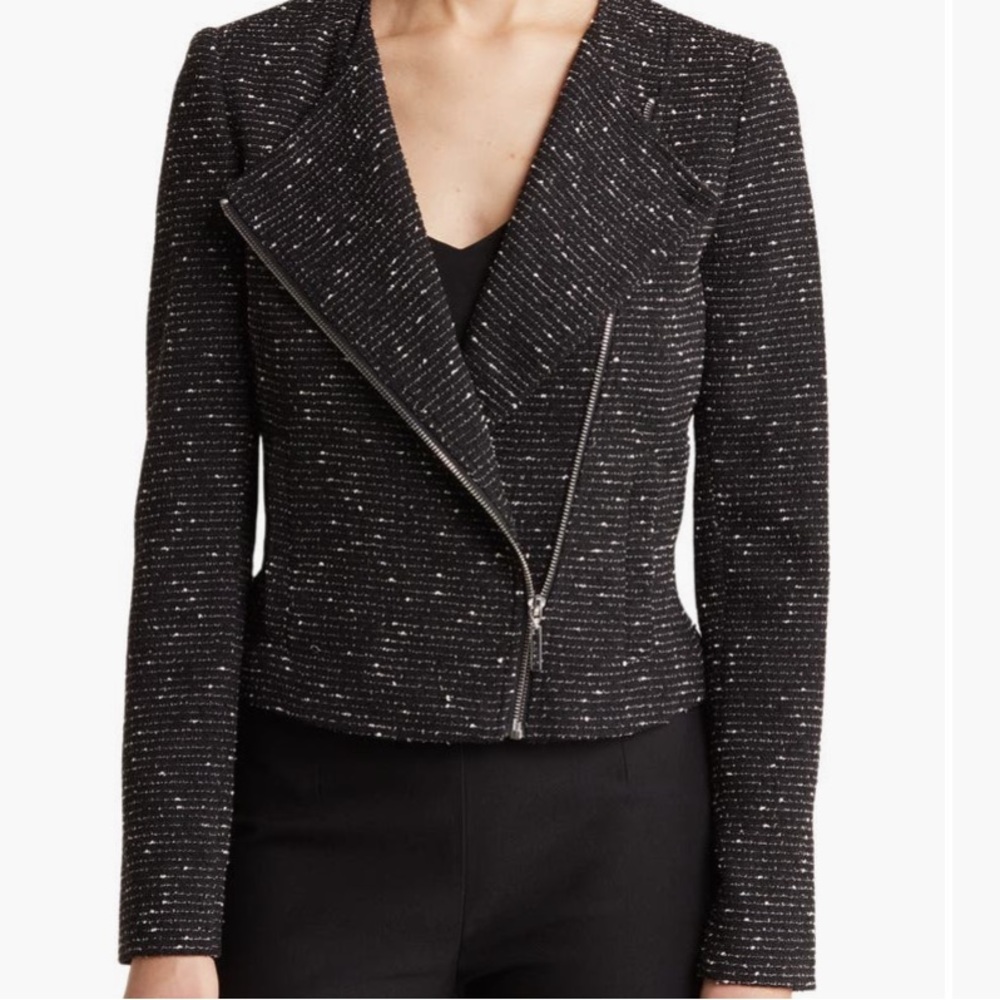 DKNY Women's Black and White Tweed Blazer size 8